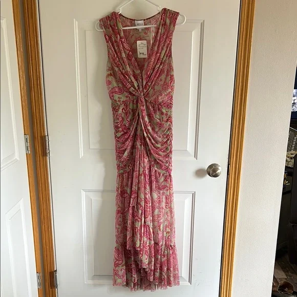 slim fit dress slacks Lace-Up Long Sage Green Prom Dress with Floral Print Sage / 2